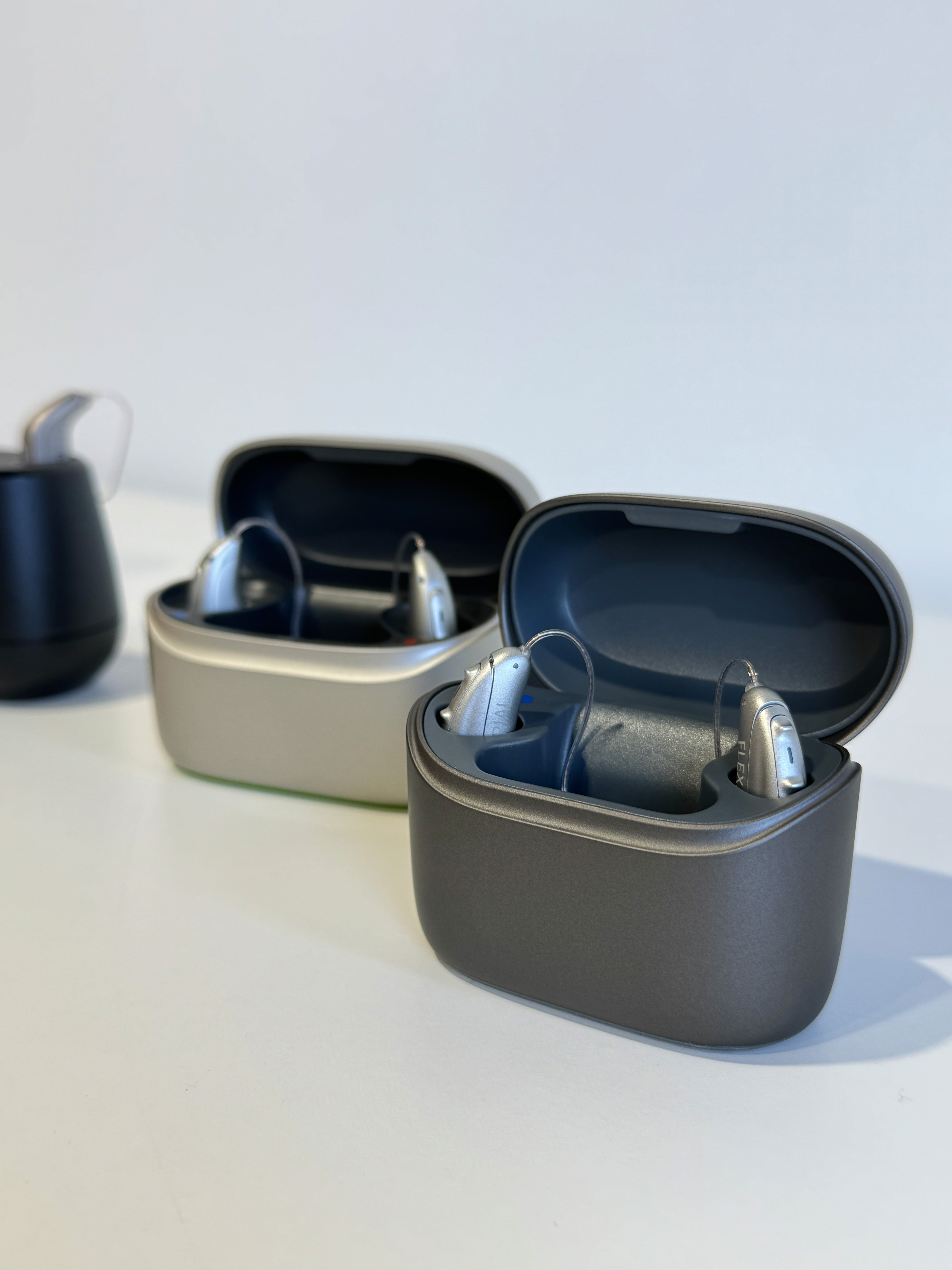 A man wearing custom ear plugs.