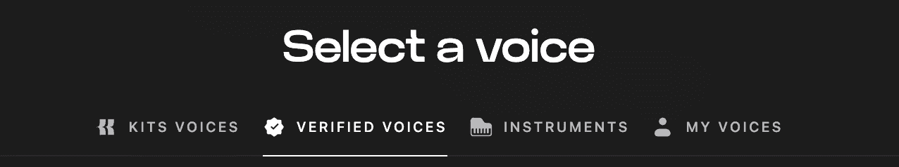 Verified Voice tab on Kits AI