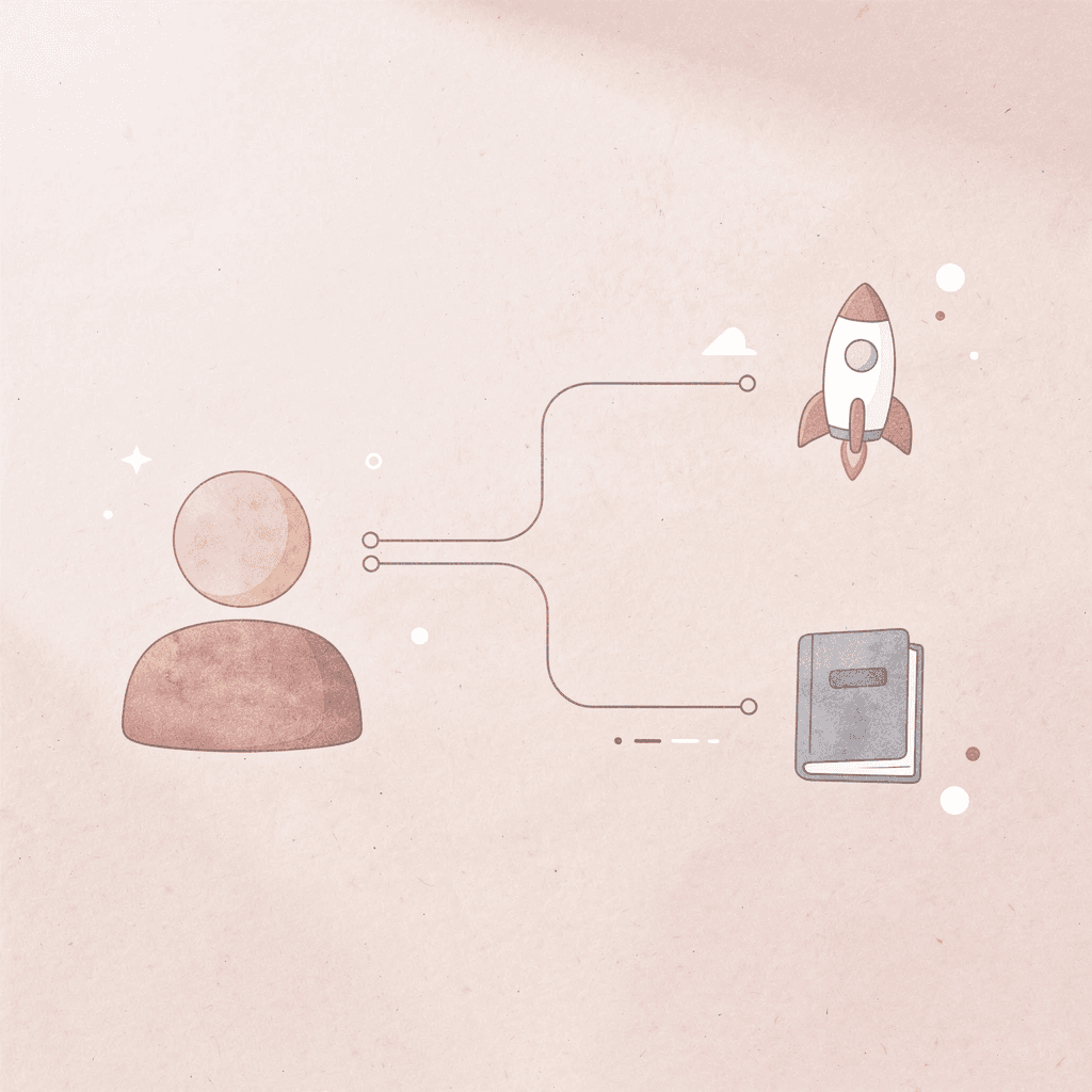  Icon showing split between traditional and modern learning approaches