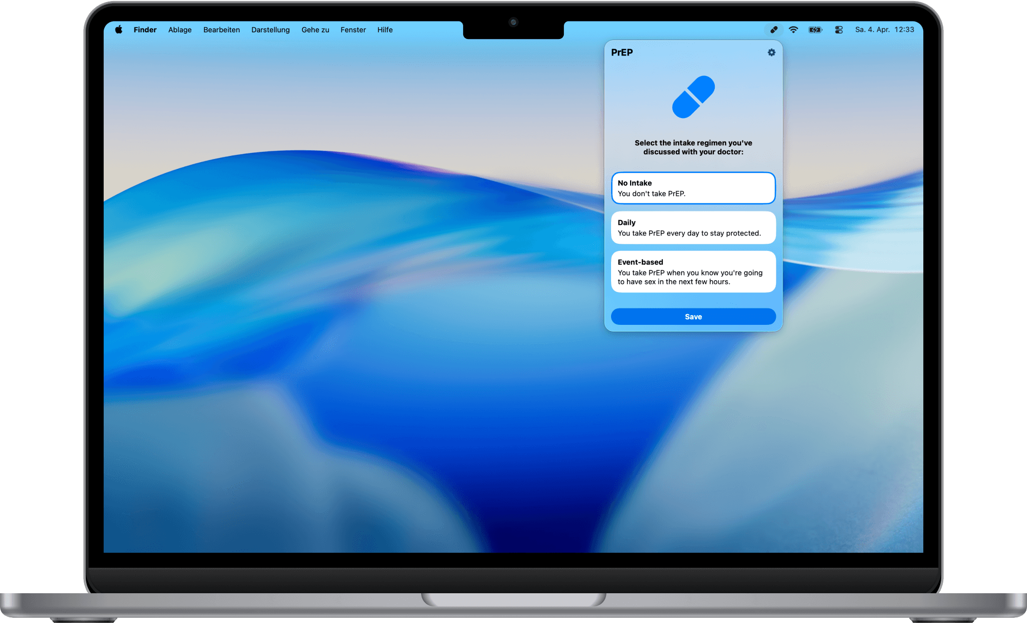 Screenshot: PrEP (iPadOS)