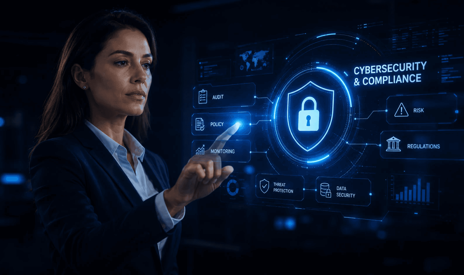 Computer data chip representing cybersecurity and compliance