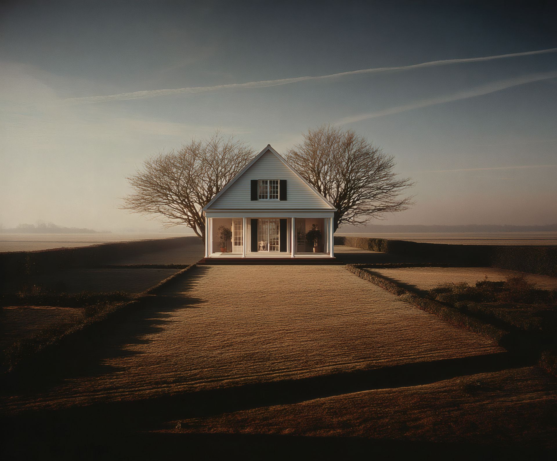 A minimalistic house with large windows