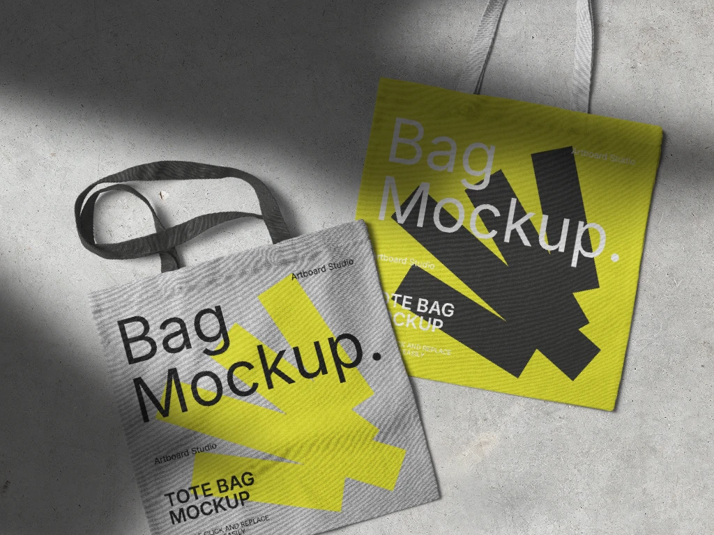 Tote bag mockups with an overlay shadow