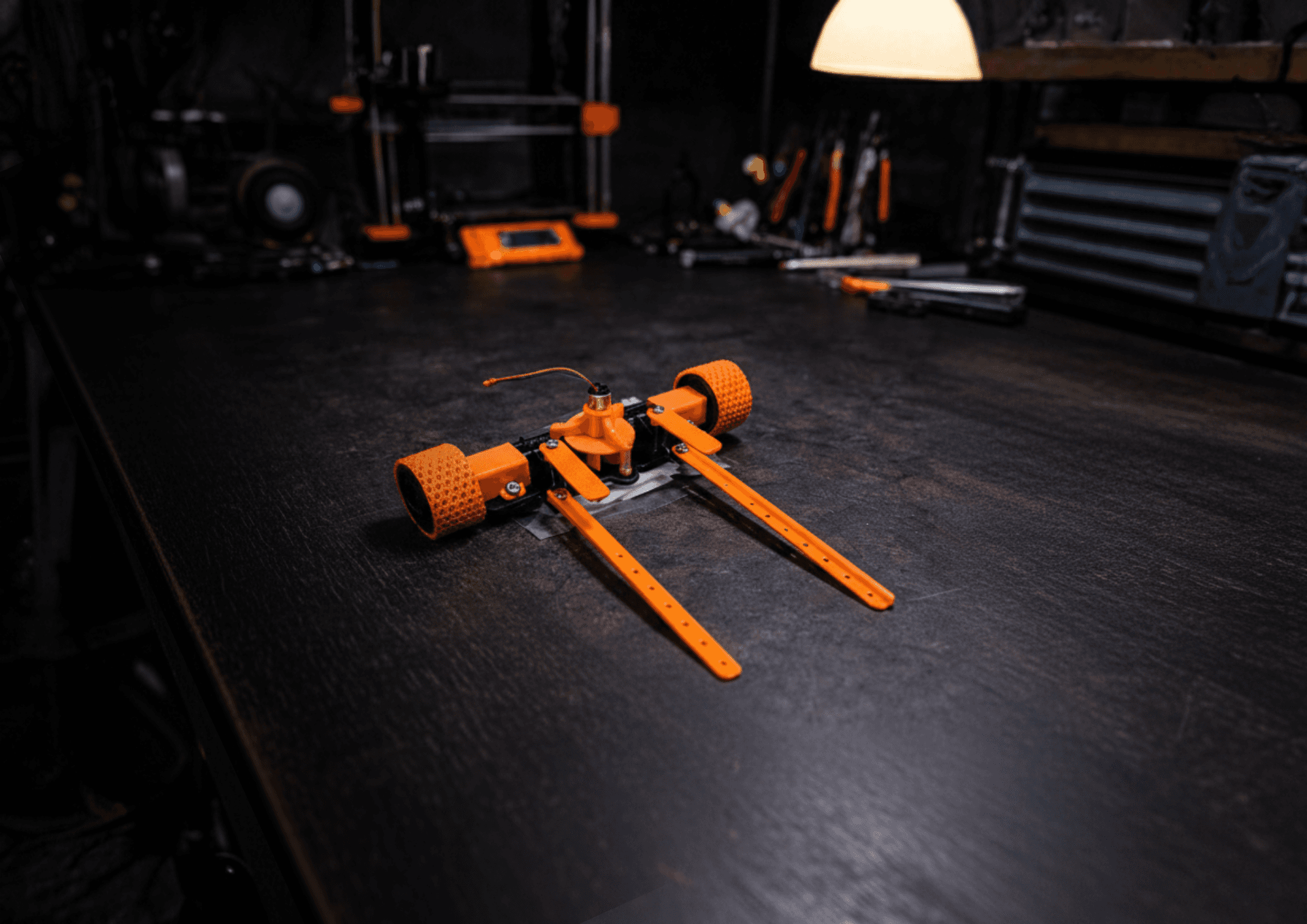 Advanced suction chassis assembled – impeller downforce system and N20 motor mounts TechGeeks