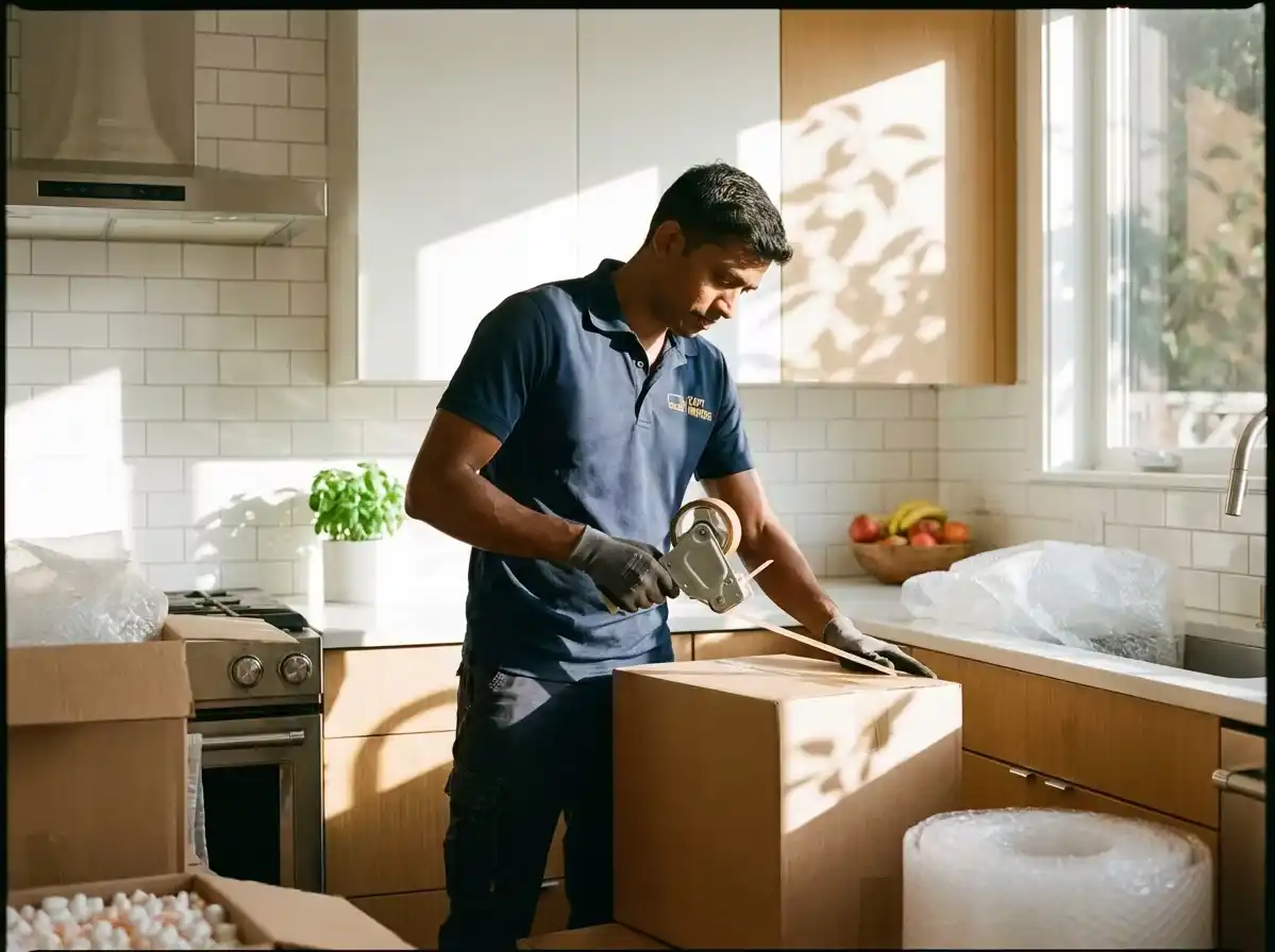 Zapt Movers packing a box 