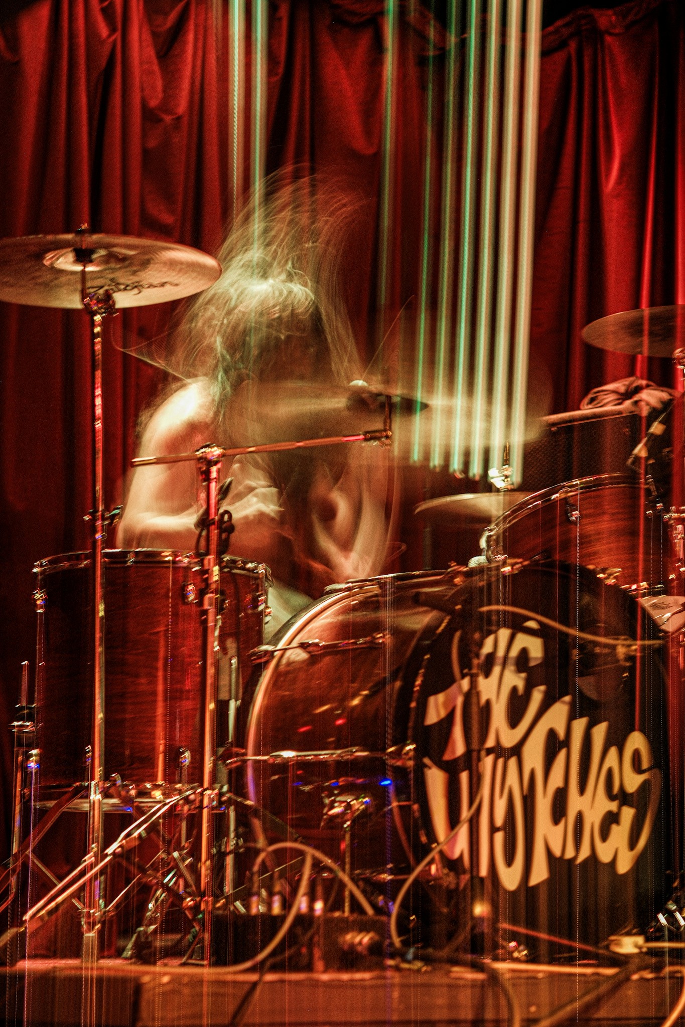 Commercial photography by JamesTheLyon for PixelSpaces — events, gigs, headshots, people, and architecture — The Wytches live at Night and Day Manchester 2025 Drummer