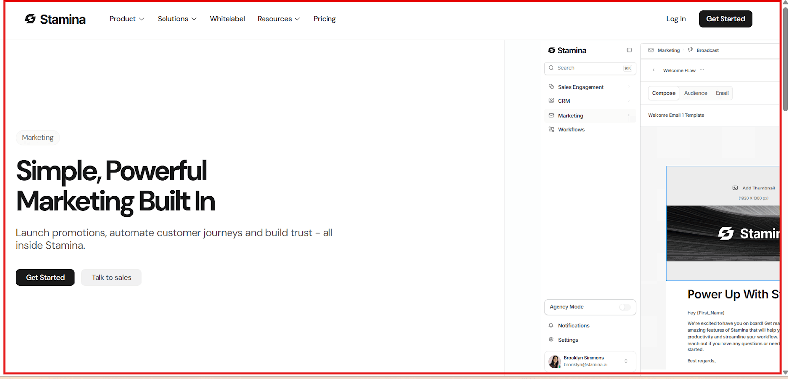 Stamina marketing feature