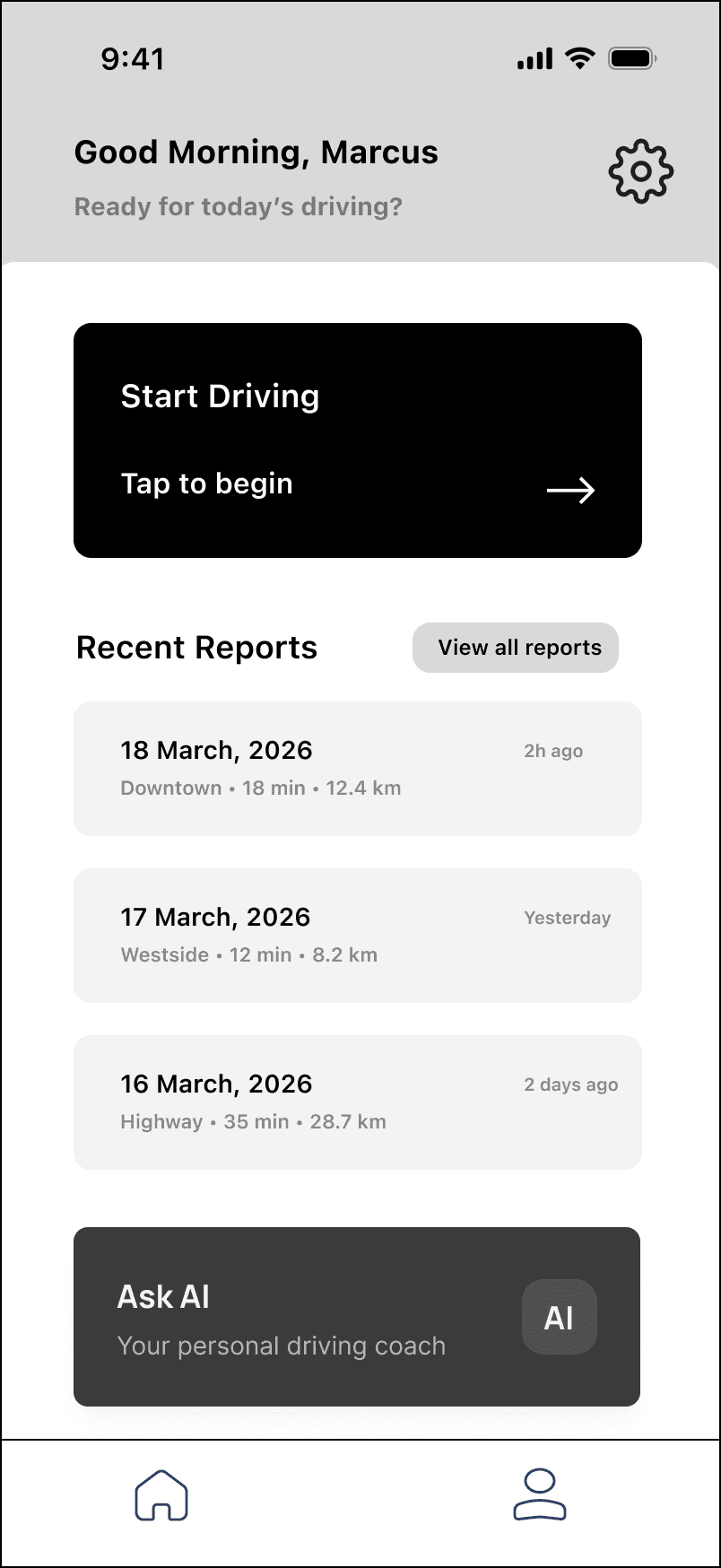 Early home screen without 30-day progress