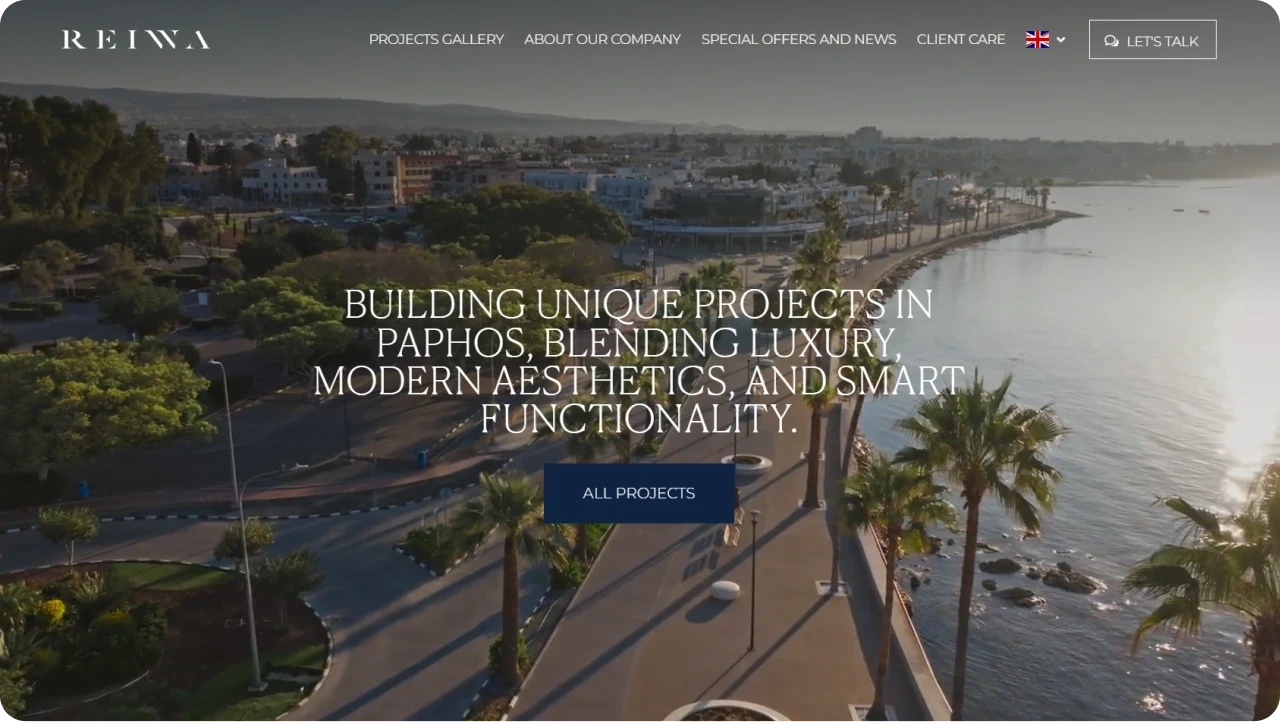 Screenshot of the Reiwa Development real estate website