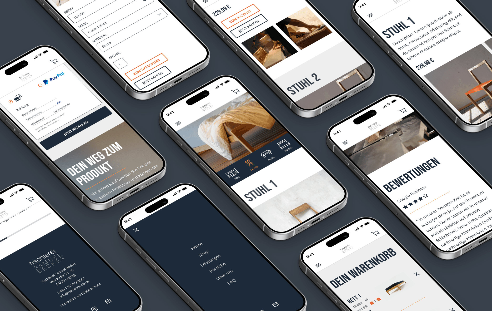 UI mobile Design Website Tischlerei Samuel Becker