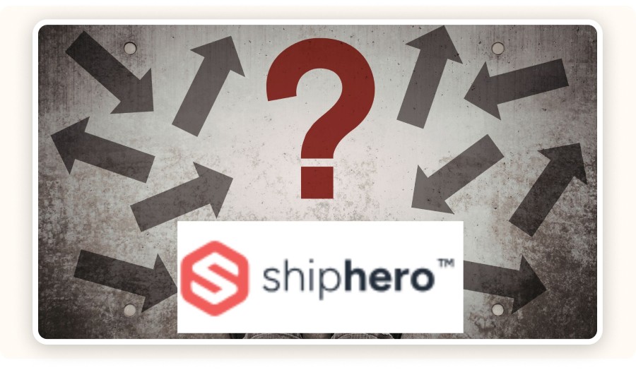 ShipHero logo with a central question mark surrounded by arrows pointing