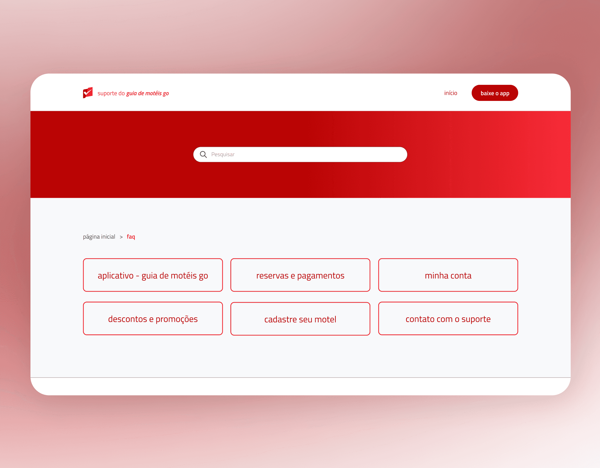 Exemplo de página de FAQ