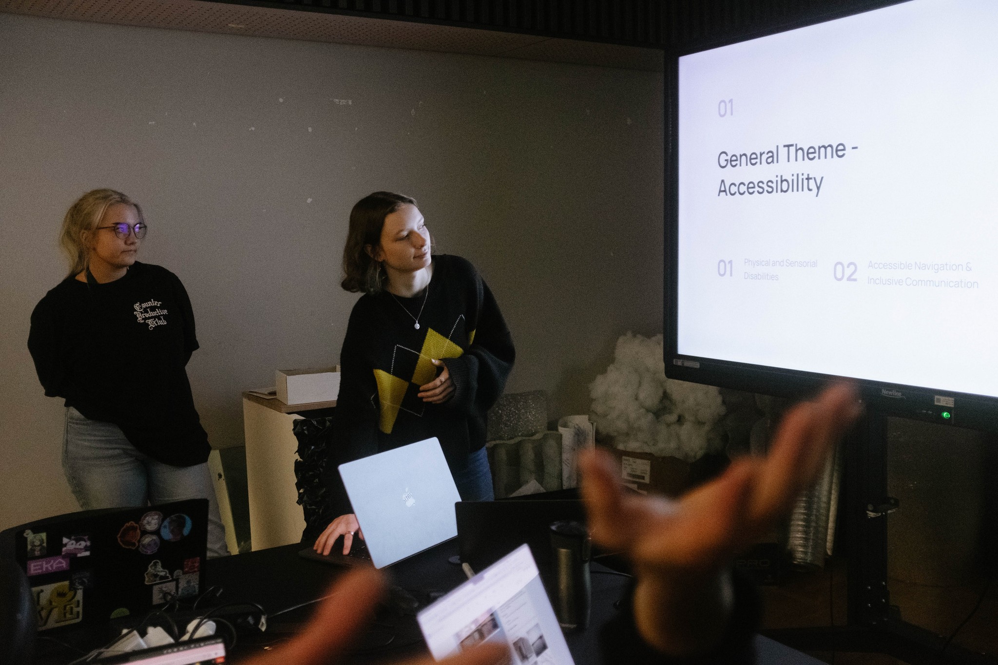 Our Team Presenting About Our Ideation Process and How We Chose to Focus on Accessibility