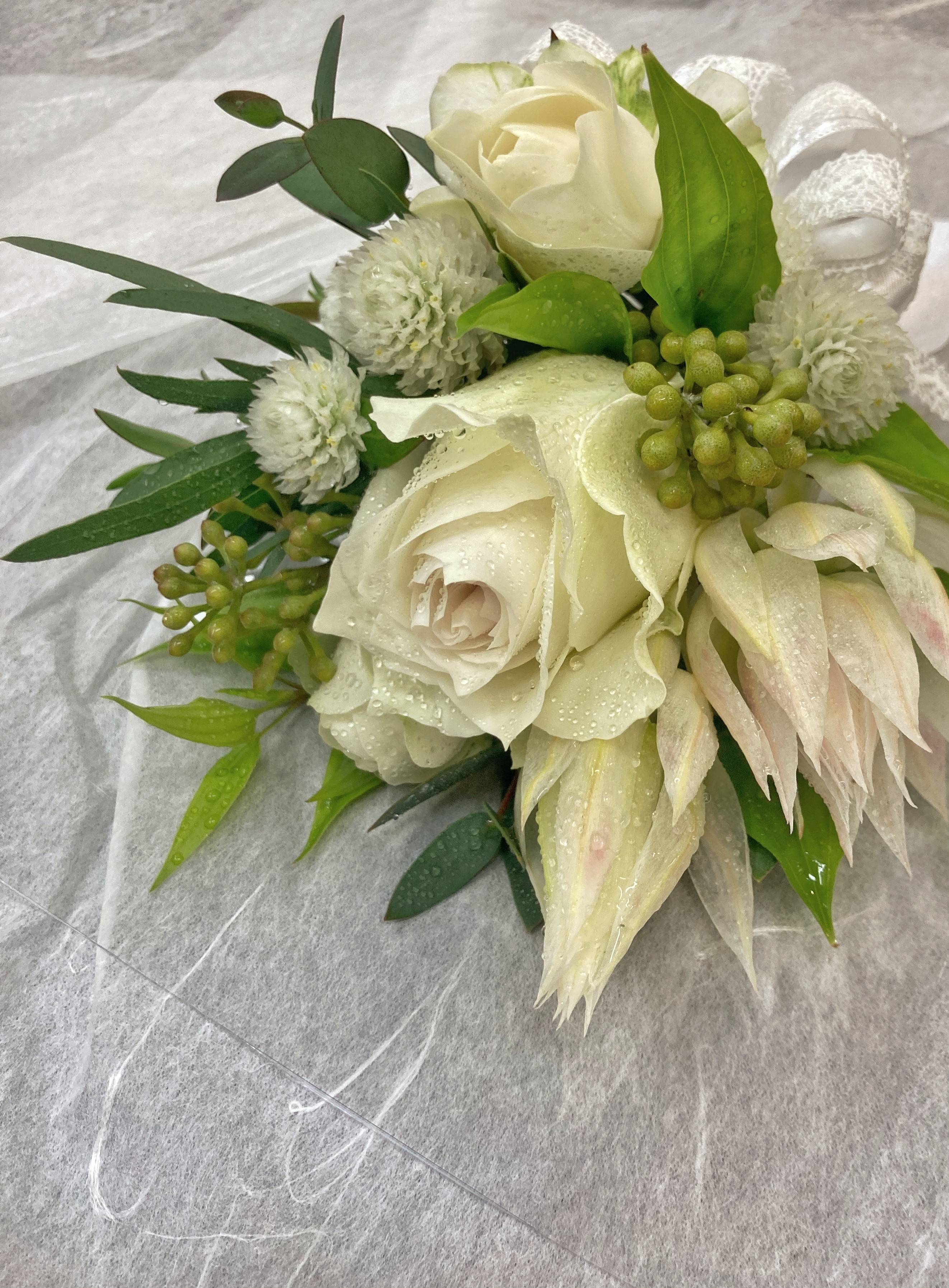 bride holding flower bouquet