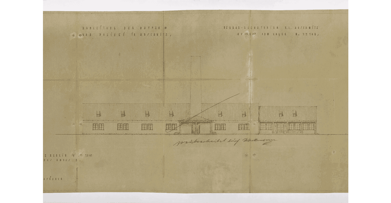 The Auschwitz-Birkenau crematoria whiteprint. Photo courtesy of Elliott Broidy.