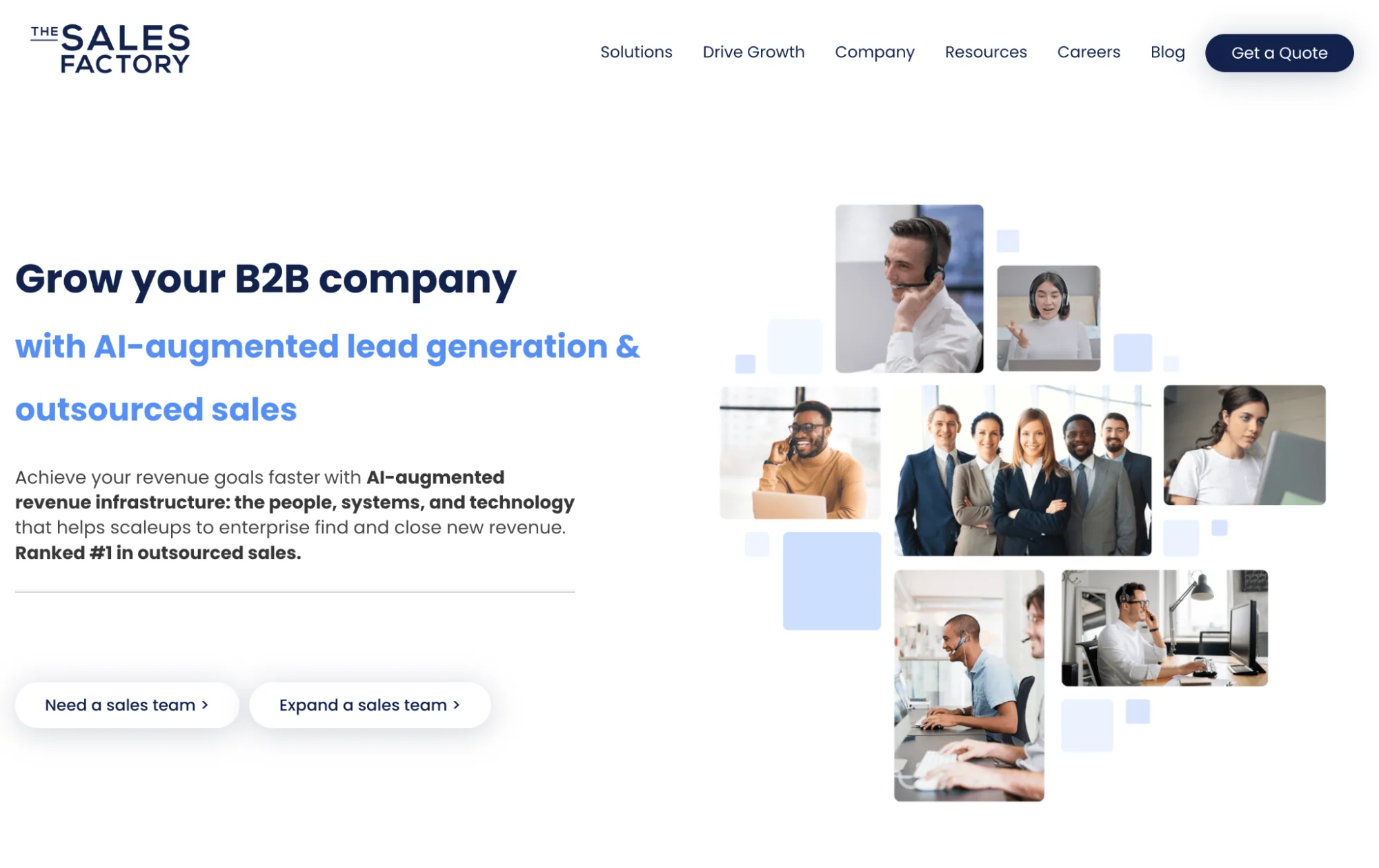 The Sales Factory homepage: nearshore outsourced sales development teams