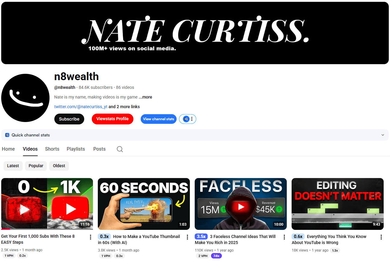 A split-screen YouTube thumbnail demonstrating growth. On the left side, under a large white "0," sits a dark, cracked, and weathered YouTube play button icon against a black background. A yellow arrow curves from the left to the right side, pointing toward a large white "1K". The right side features a bright, glowing YouTube play button icon resting on several large stacks of hundred-dollar bills against a vibrant green background with a rising growth line.
