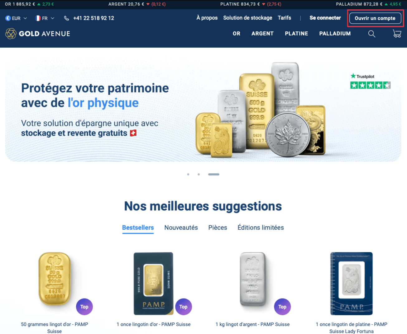 Ouvrir un compte sur Gold Avenue