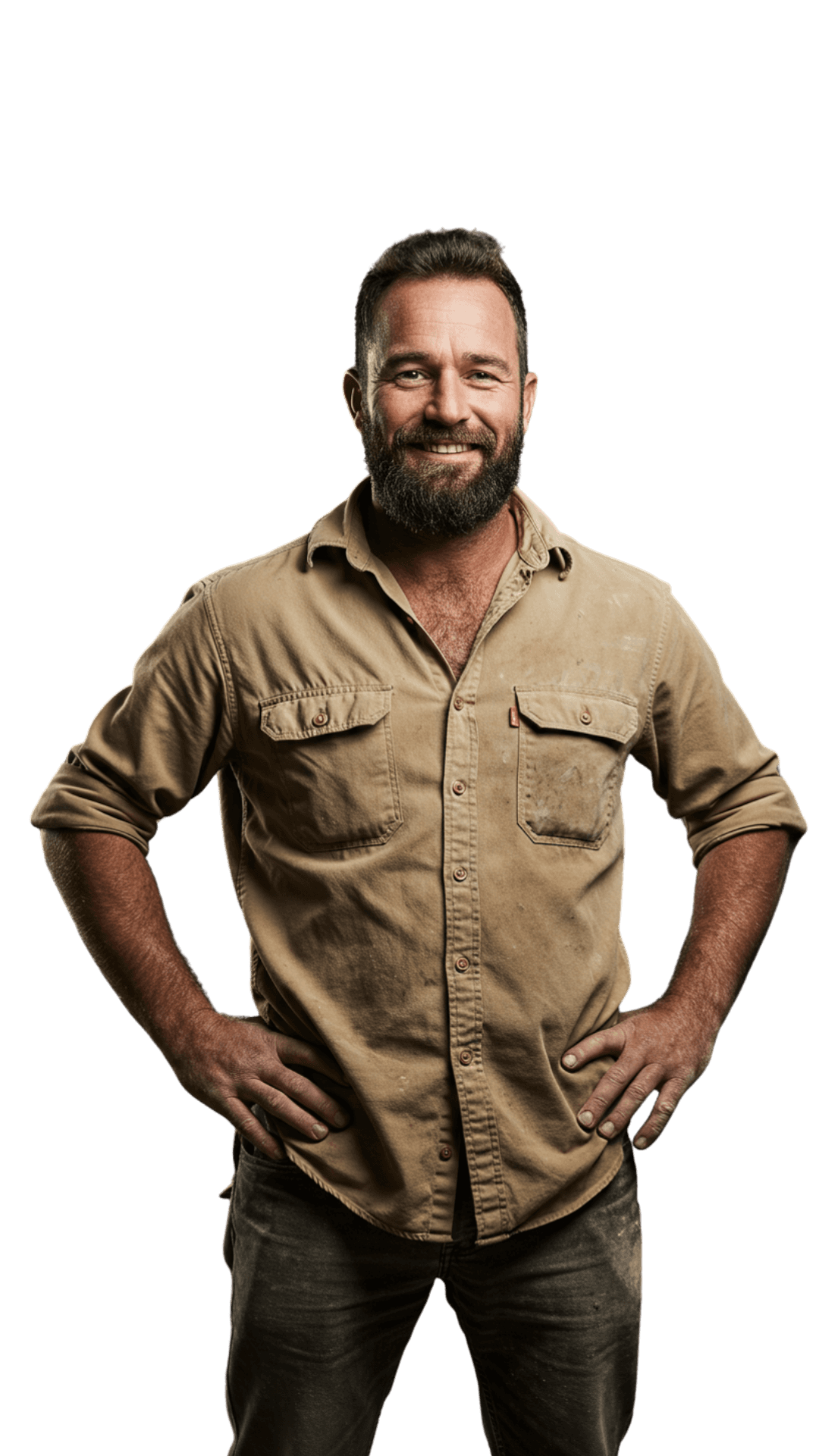 Construction worker, hands on hips