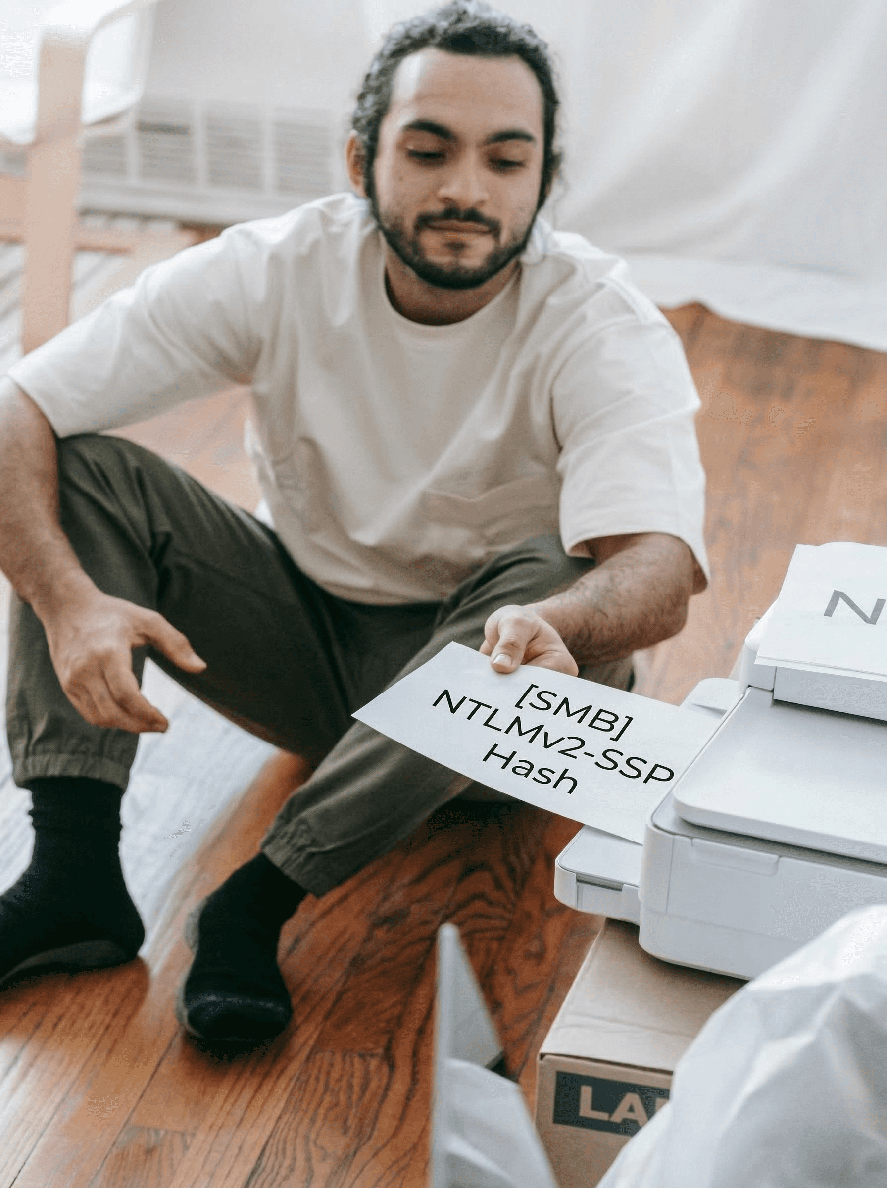 Hipster receiving an SMB hash via a printer label