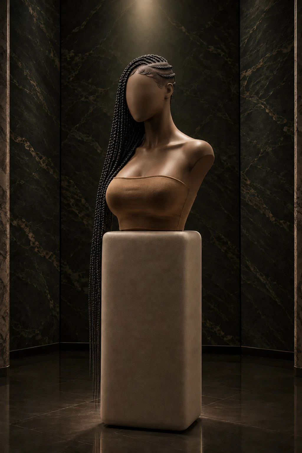 SKIMS Braiding Hair sculpture in Onyx, a deep black braided shade
