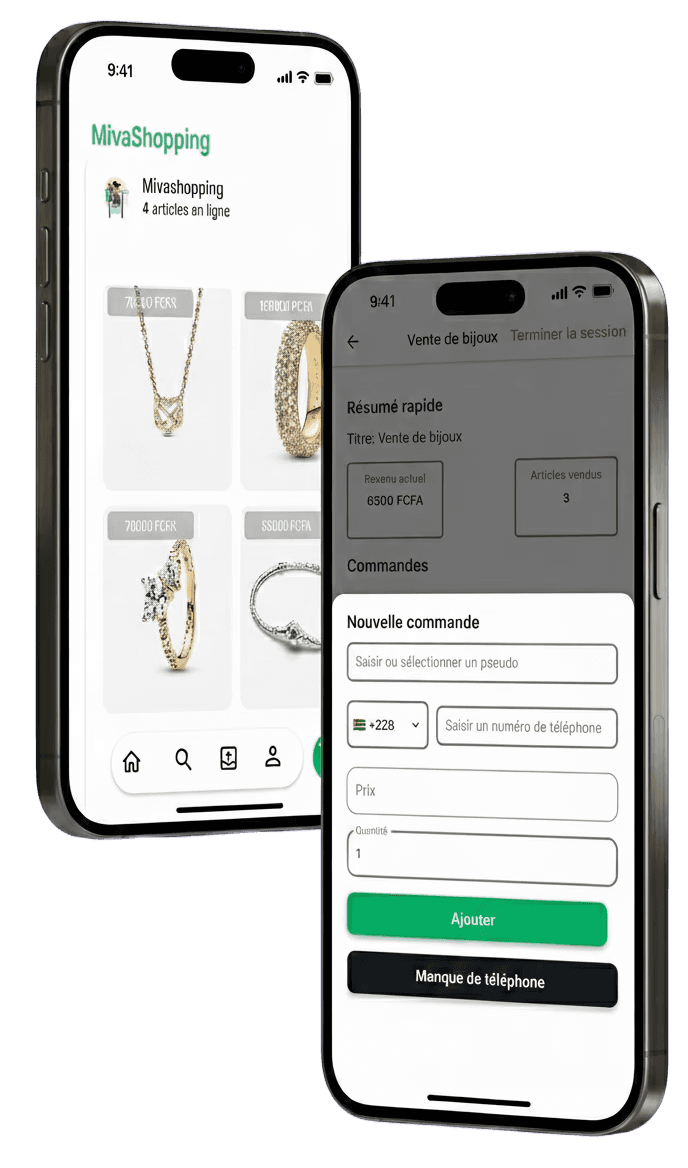 Capture d'écran montrant l'espace client et l'espace  vendeur