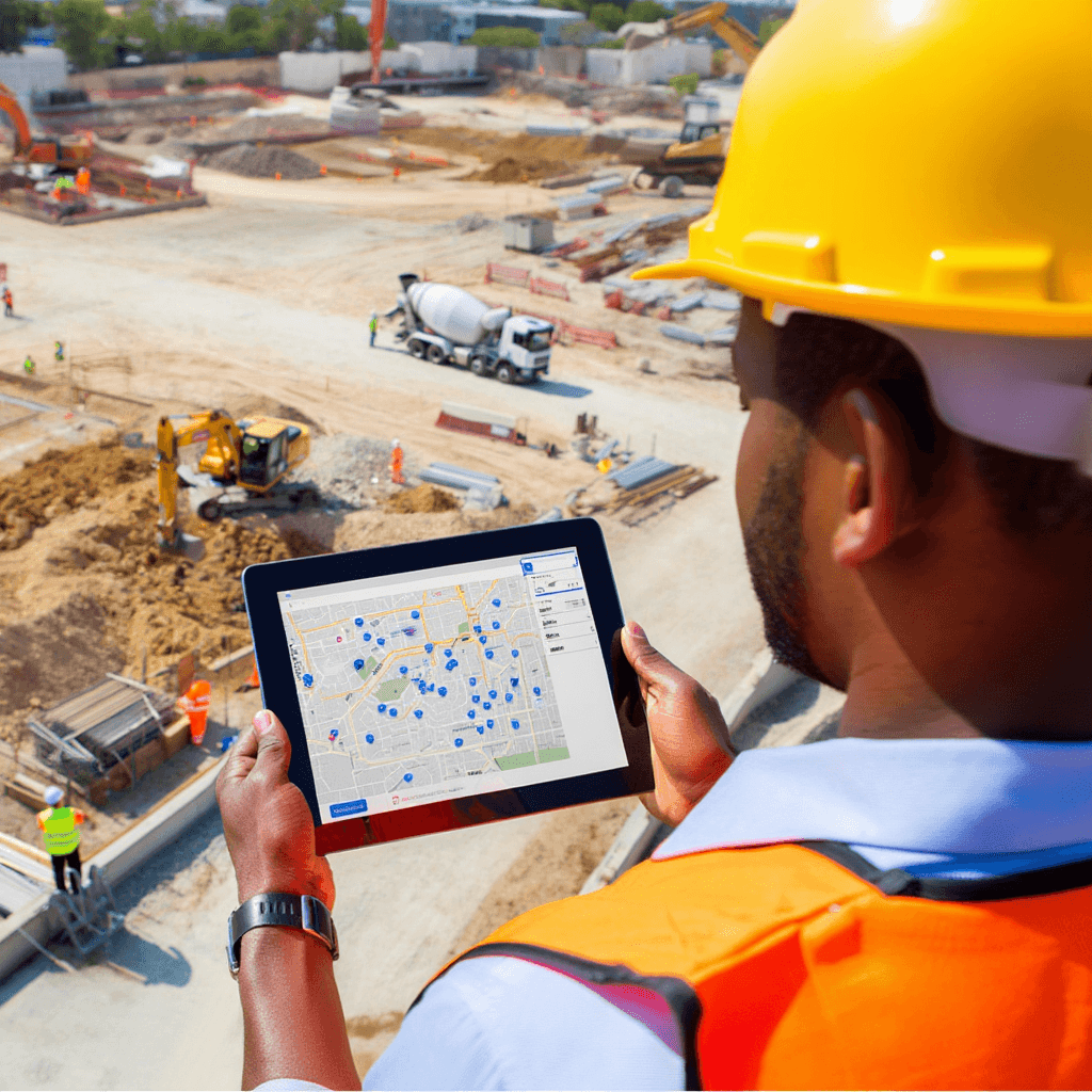 Man using Tyros® mobile app for real-time location tracking of personnel and operations