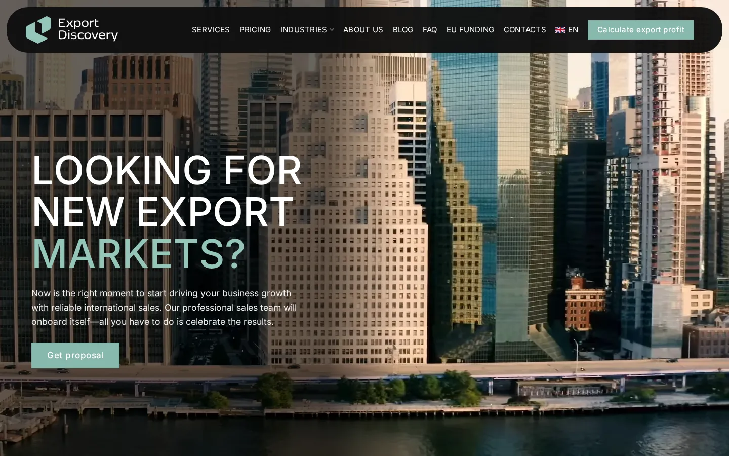 Export Discovery homepage hero
