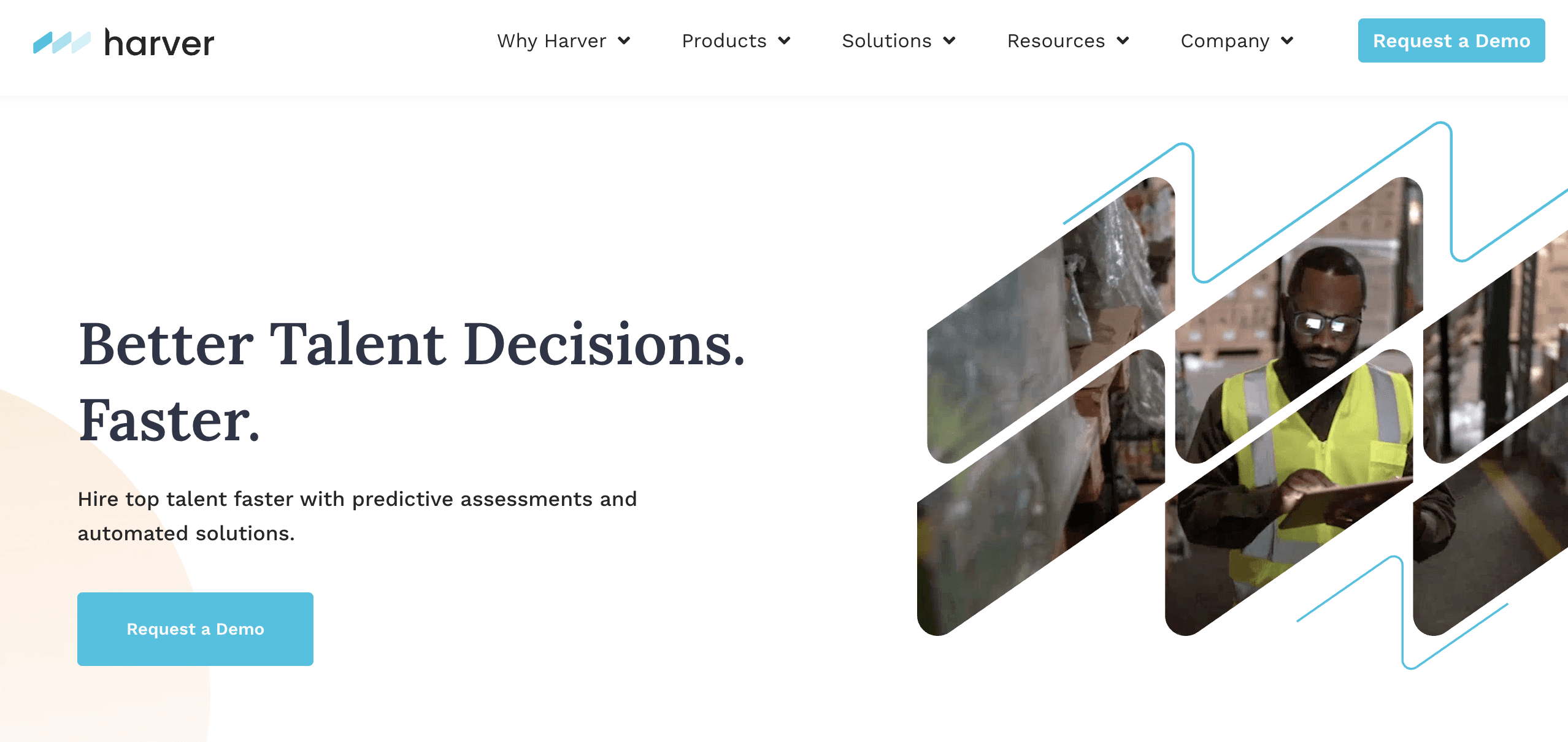 Harver homepage hero screenshot