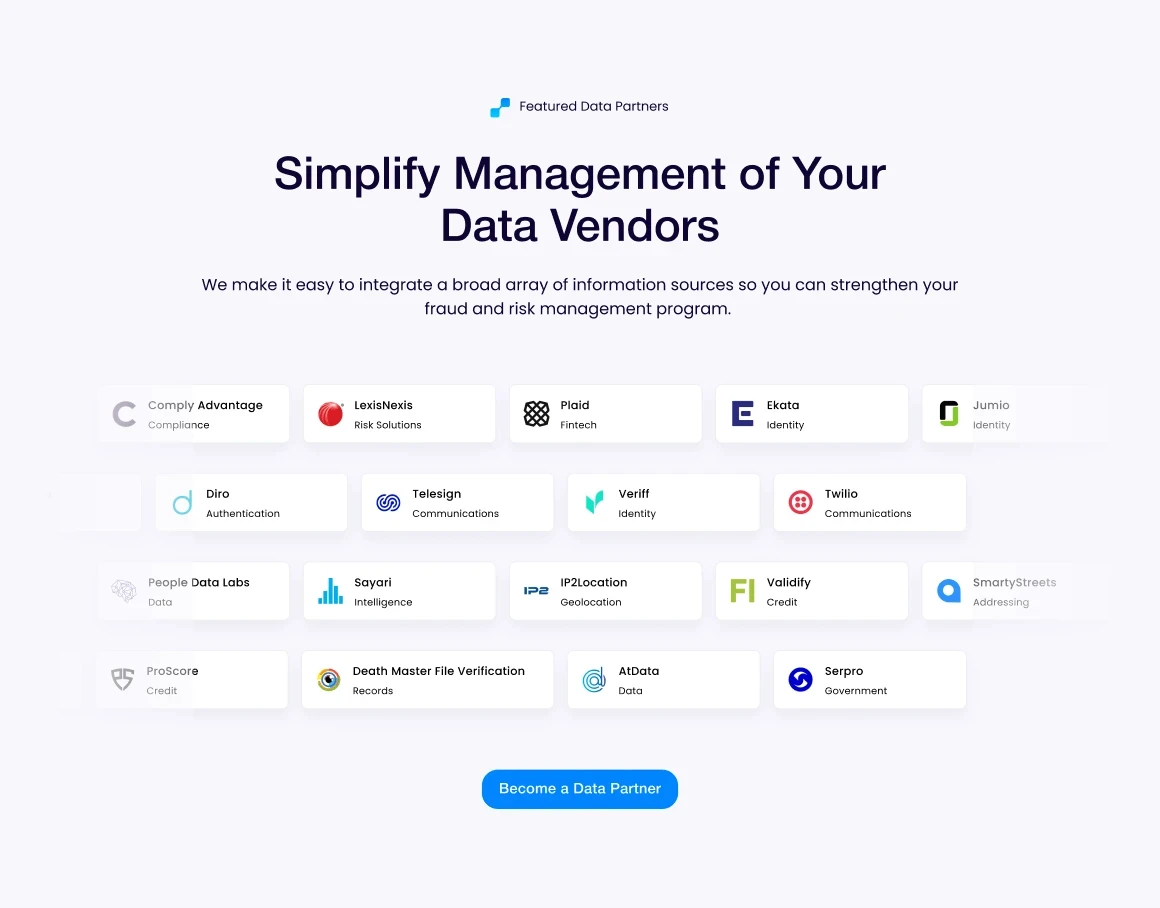 Featured data partners for website design