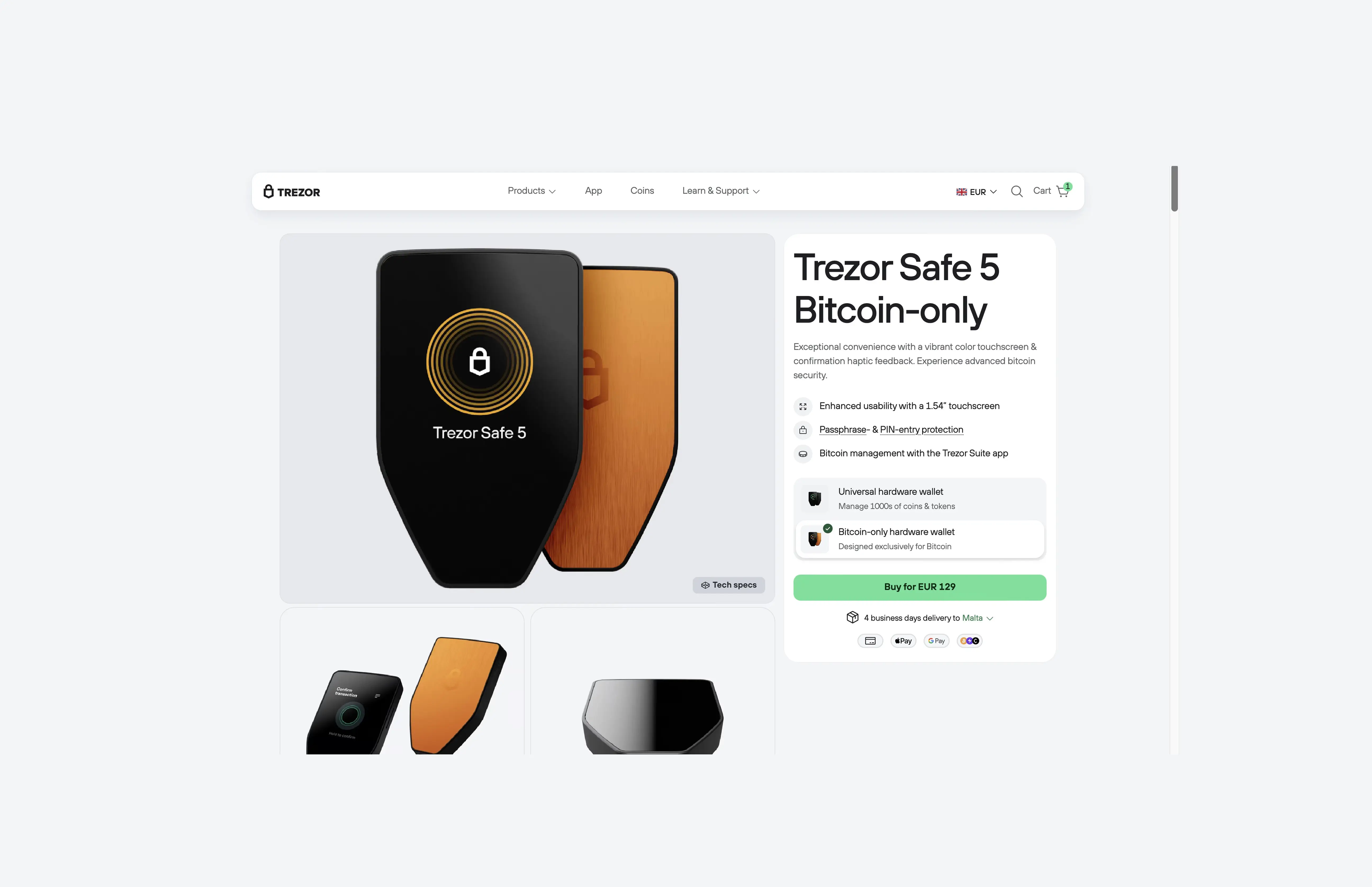 Trezor Safe 5 Bitcoin-only Hardware Wallet