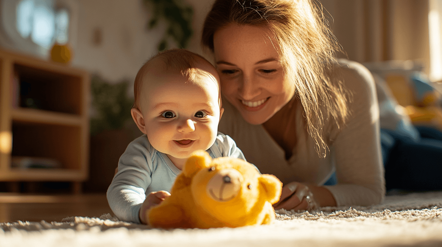 A caring nanny and child cuddling in a cozy bed, illustrating the warmth and security provided by full-time nanny care.