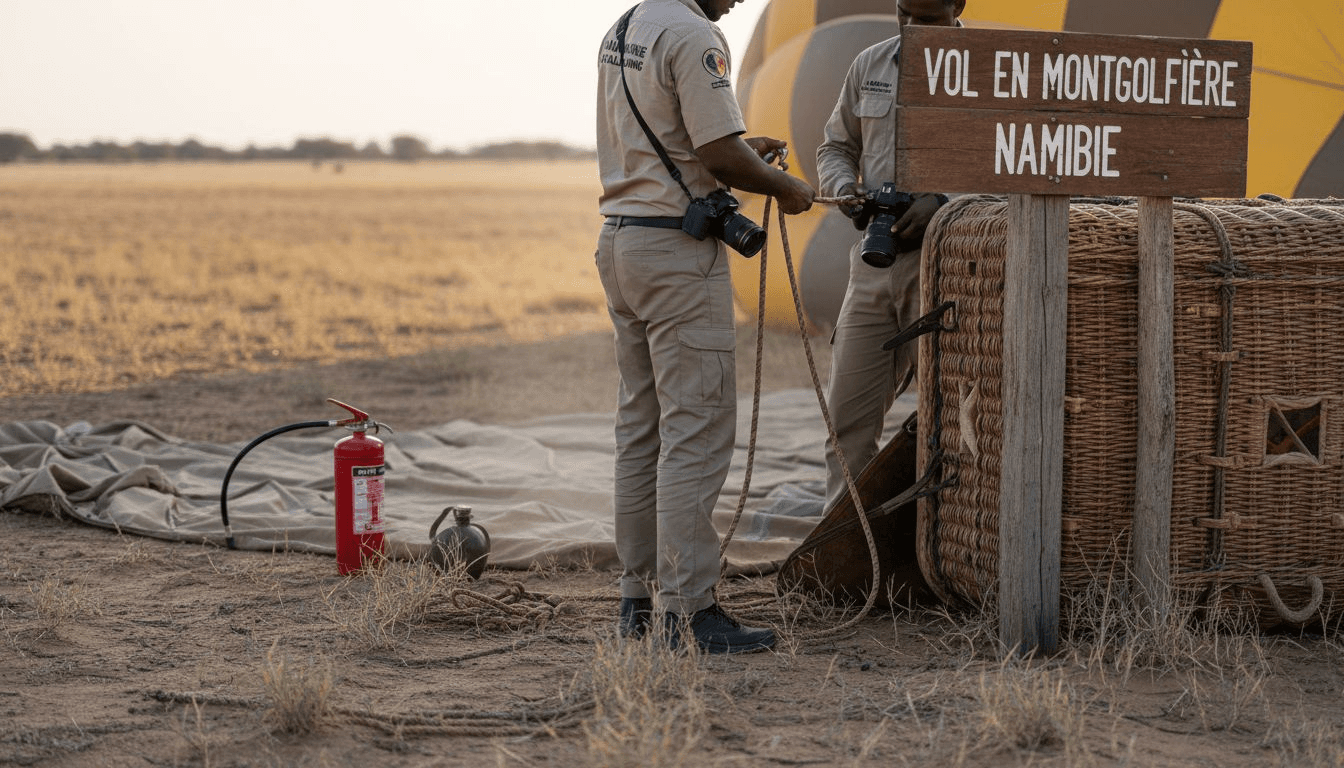 Contrôle complet de la montgolfière avant le départ