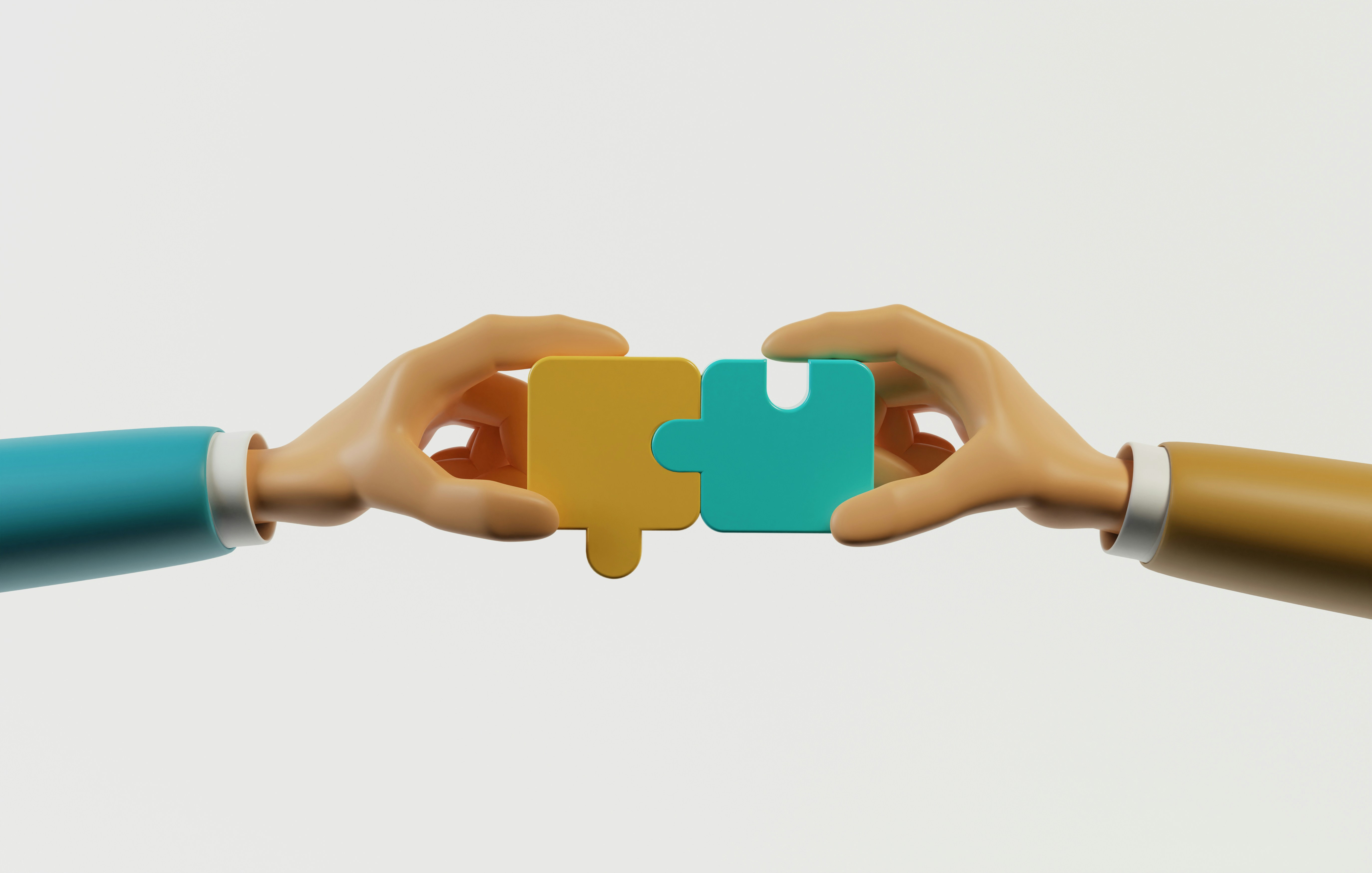 A couple coming together to place puzzle pieces representing their joint account.