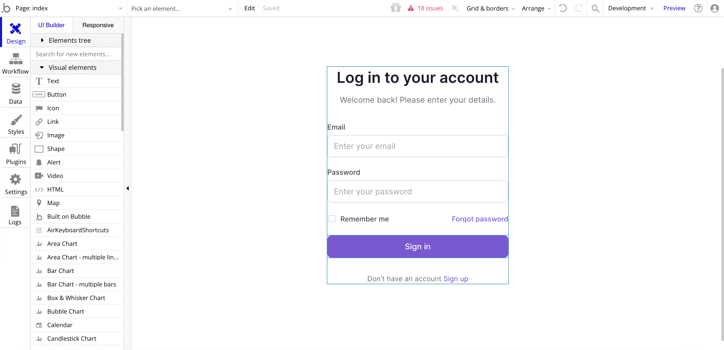 Bubble visual UI editor