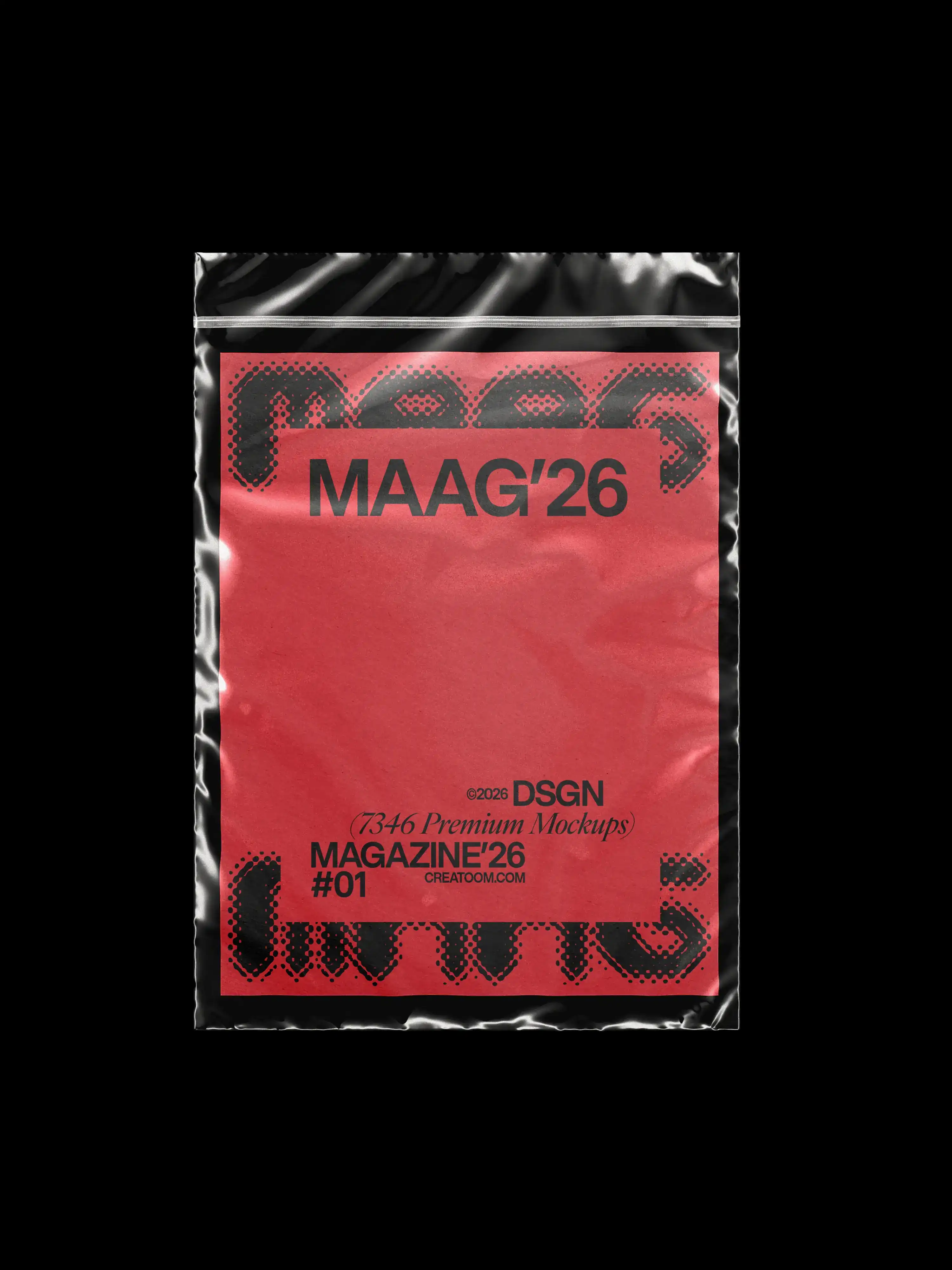 Red magazine sealed in clear wrapper with black typography