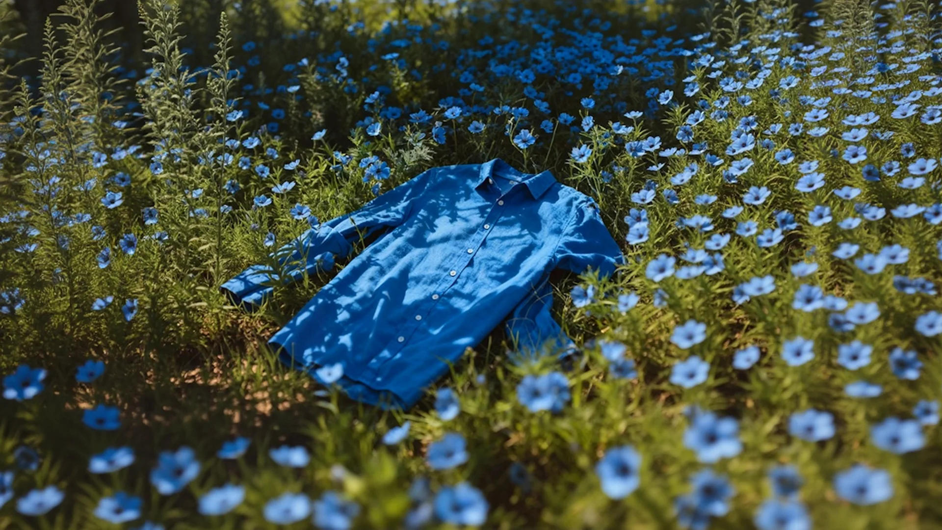 Blue Shirt Among Blue Poppies