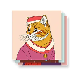 Digital illustrations featuring a cat character in different variations