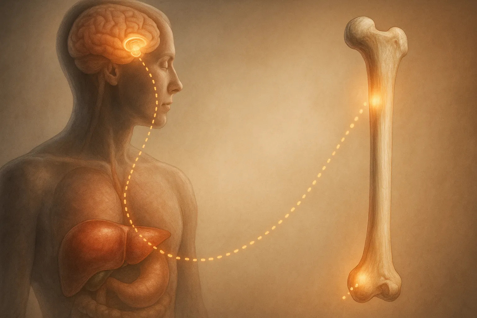 IGF-1-Growth hormone from the brain stimulating the liver to release IGF-1 toward a long bone’s growth plate