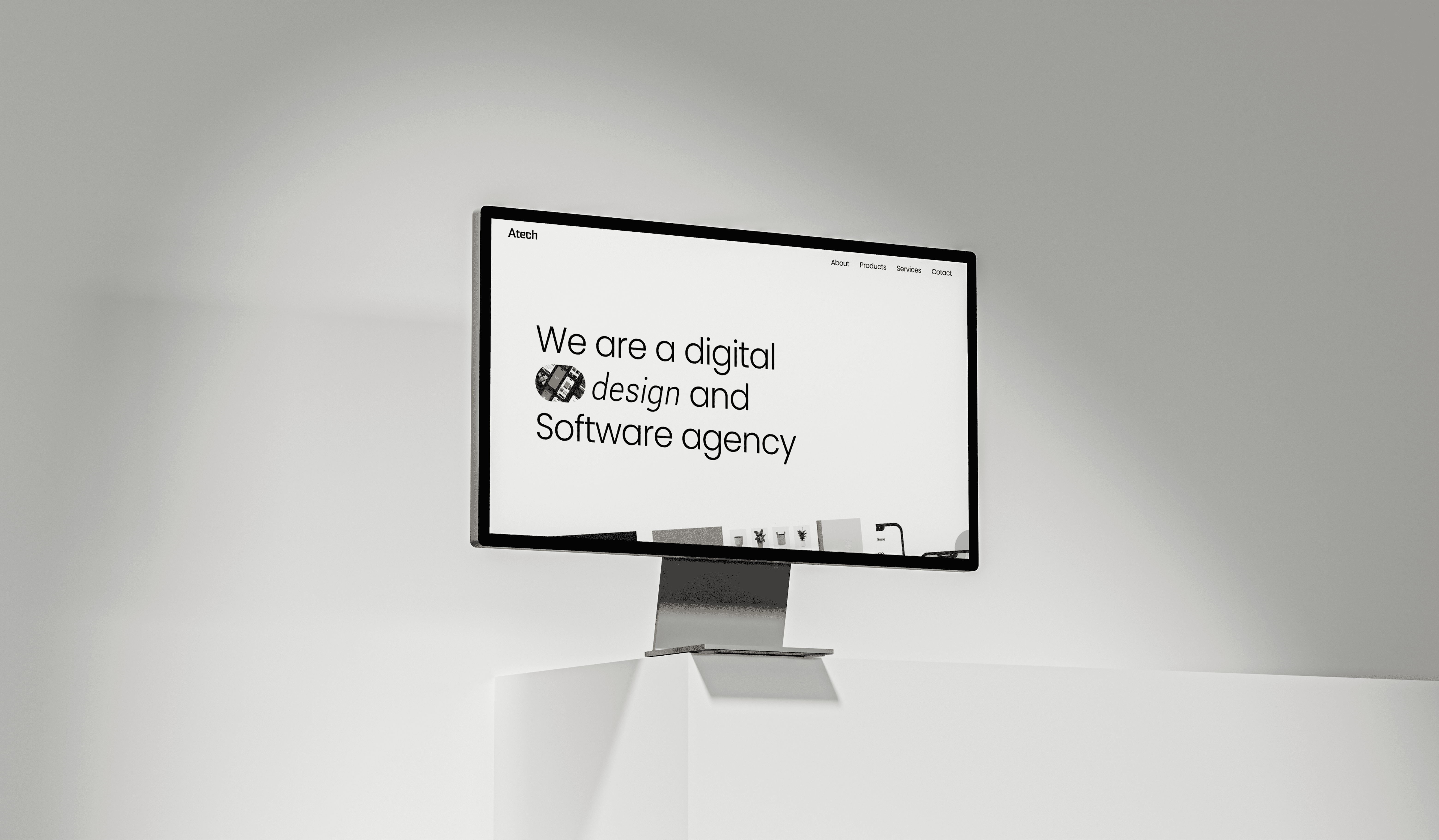 A mockup of the landing page home section