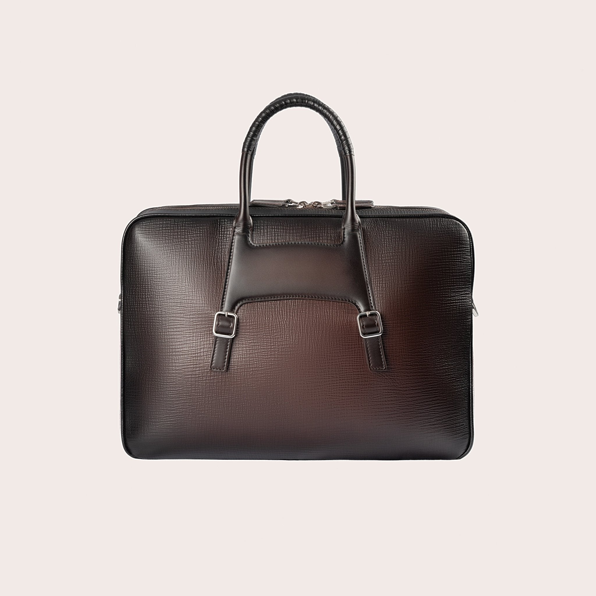 Brown embossed leather briefcase - Mandelli UK