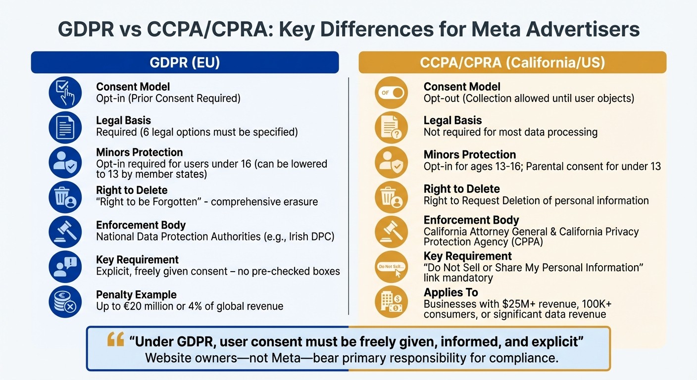 GDPR vs CCPA Privacy Requirements for Meta Ads Compliance