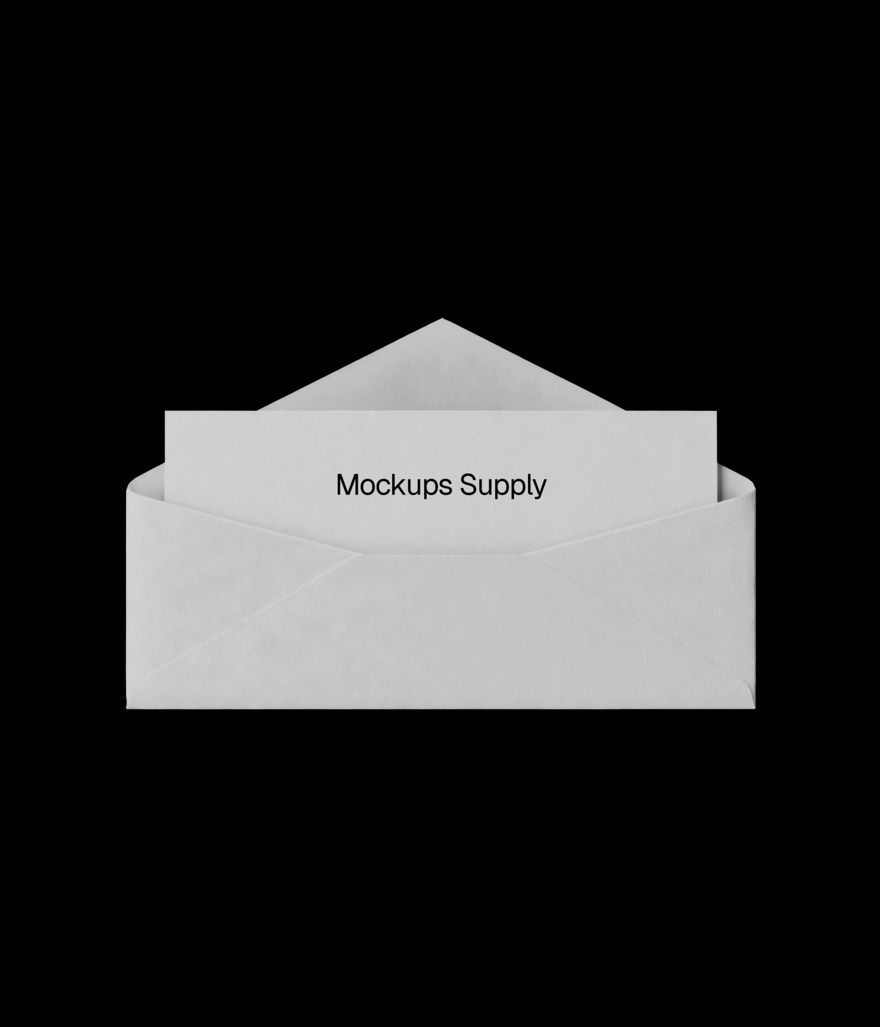 Minimal white envelope mockup with card on black background stationery branding PSD