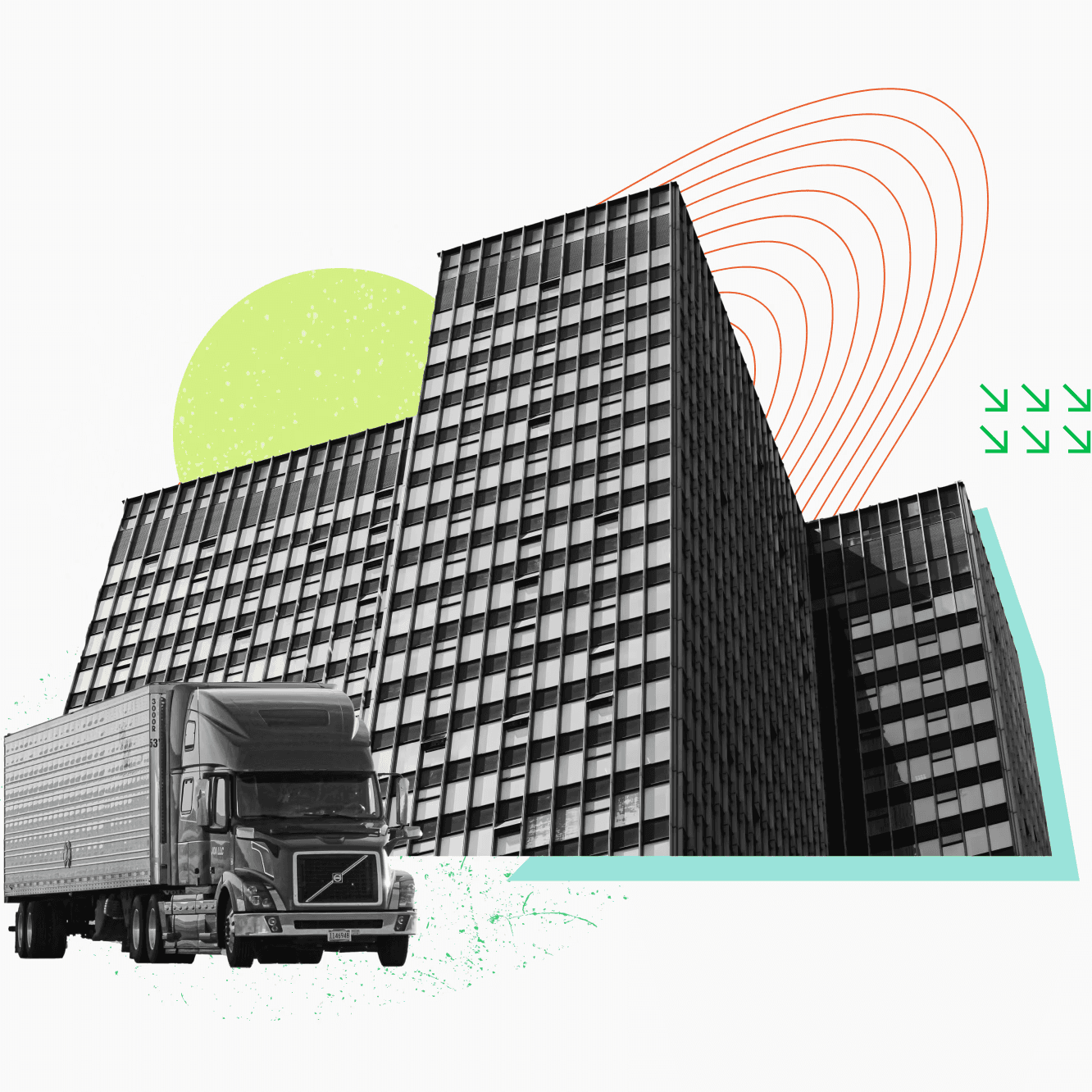 Collage-style illustration that represents a company