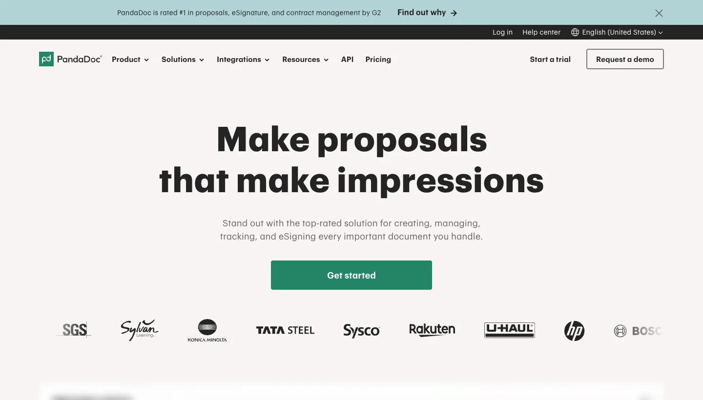 PandaDoc homepage: AI document automation for proposals, quotes, and e-signatures
