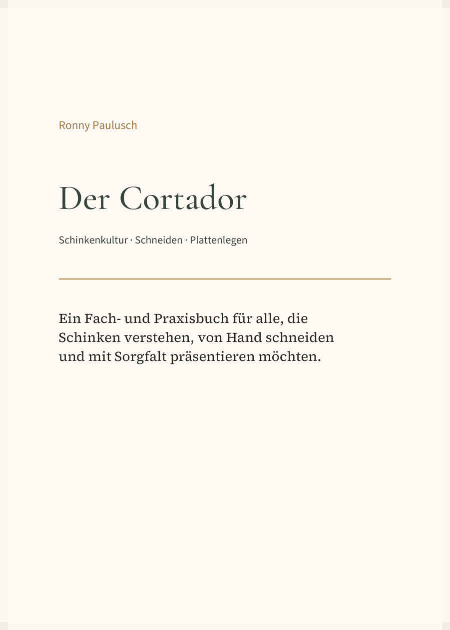 Originaltitelblatt des Buches Der Cortador von Ronny Paulusch