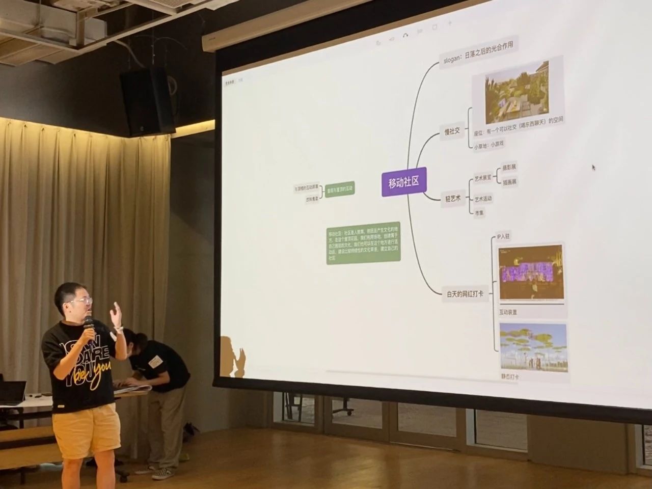 Workshop presenter discussing rooftop garden ideas