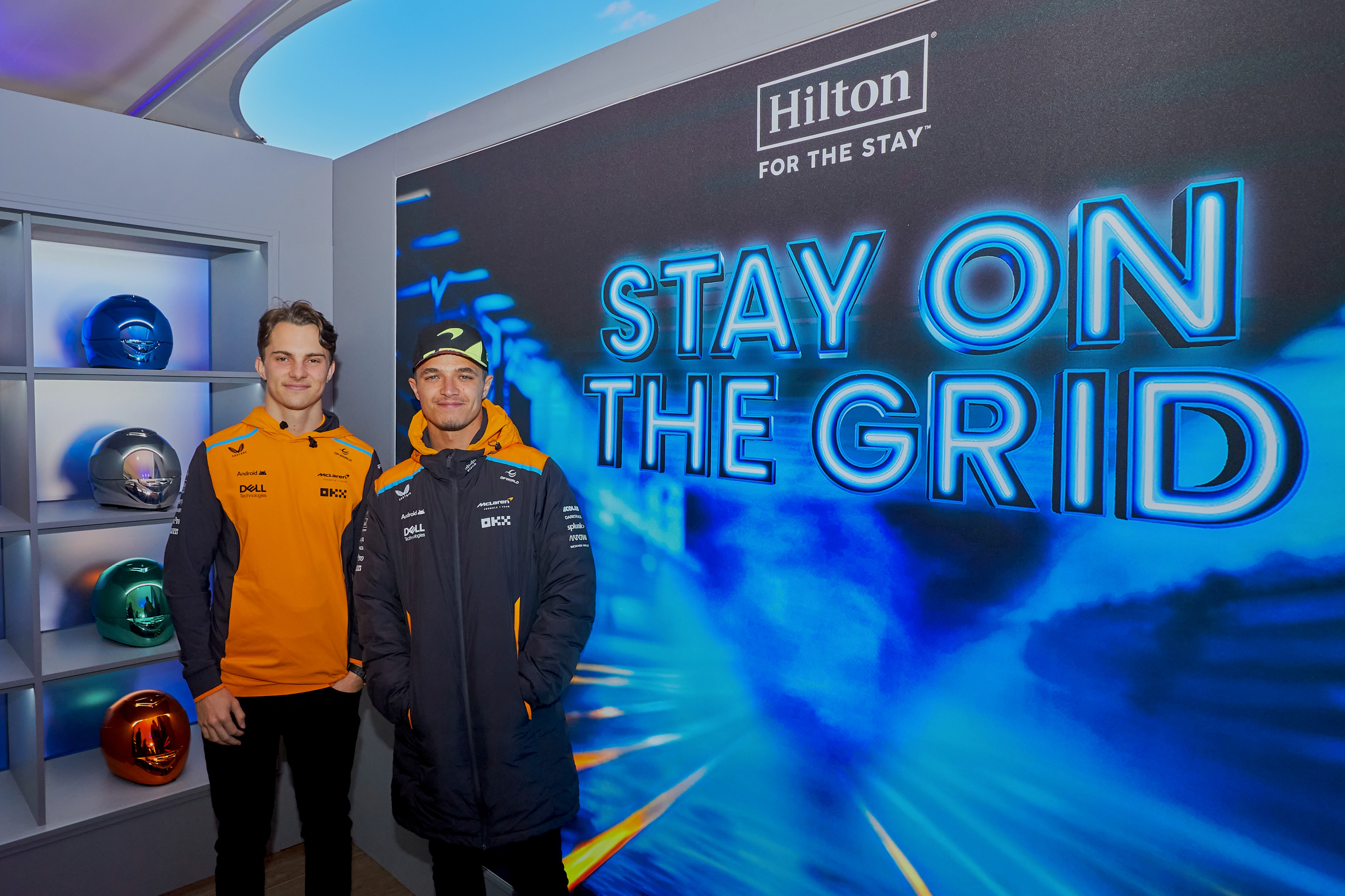 Lando Norris and Oscar Piastri, McLaren drivers at Hilton Event at Formula 1 photography by Paul Severn
