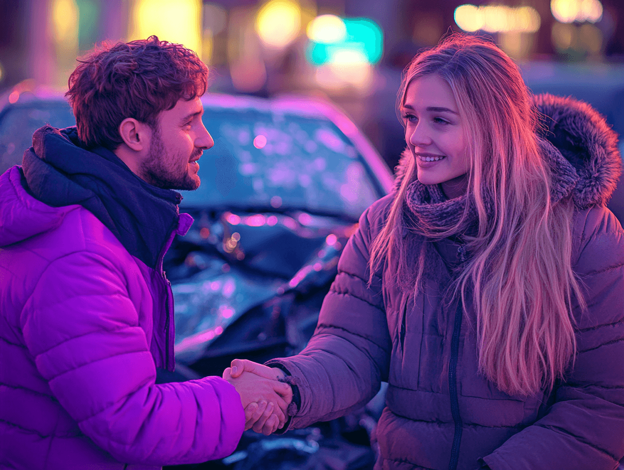 Mann gibt Frau die Hand