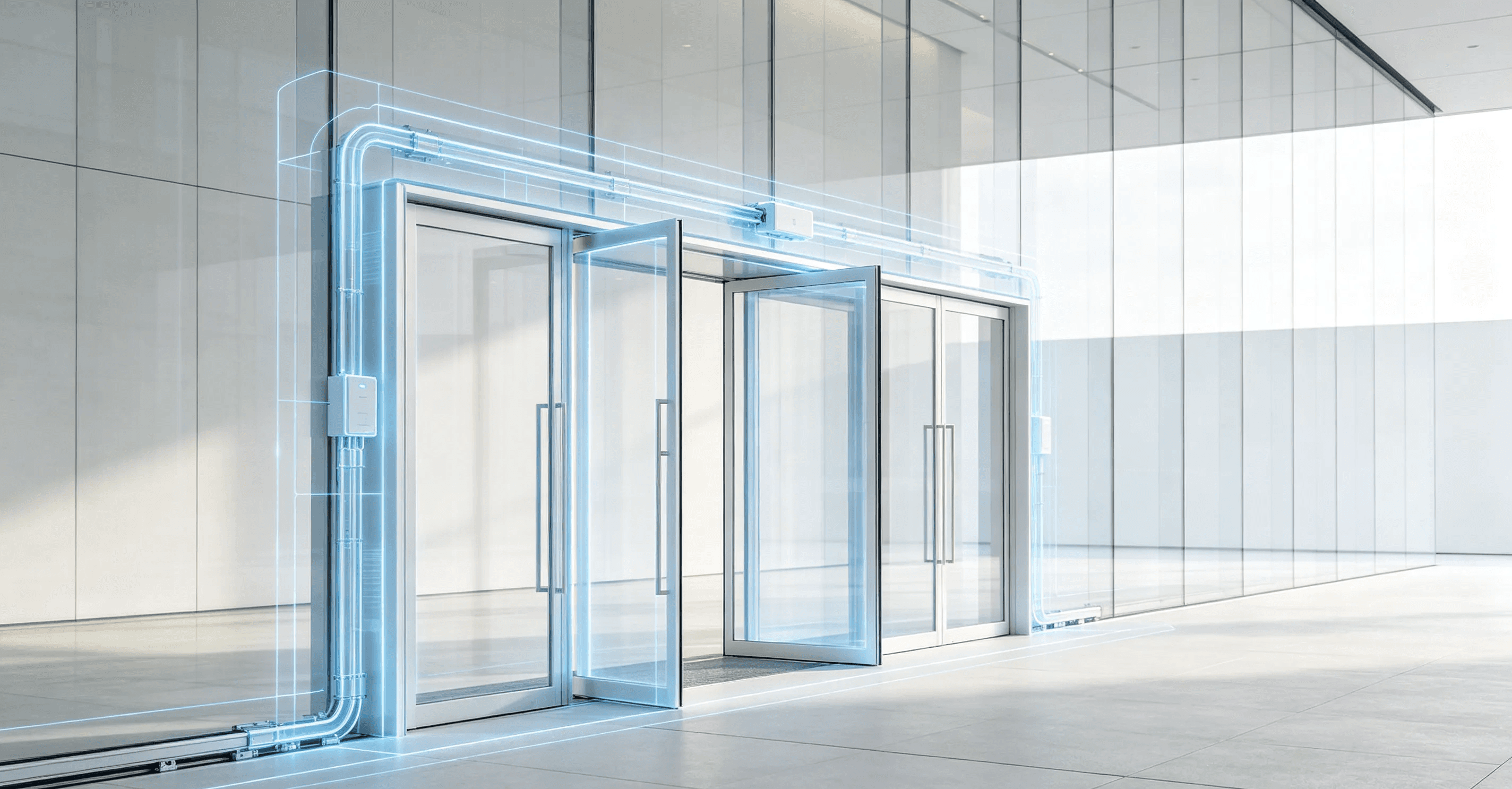 Automatic door control system integrating sensors, controllers, and motors